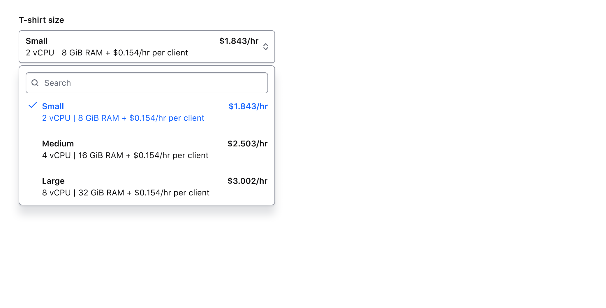 Search enabled before the list in both Single and Multiple components